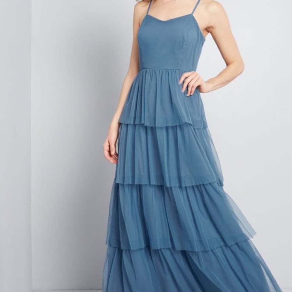 ModCloth Heavenly Haute Tiered Maxi Dress in Blue